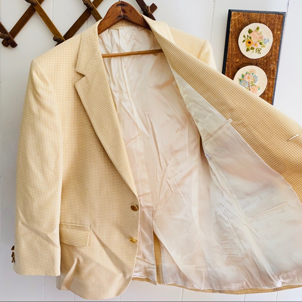 Vintage Yellow Gingham Plaid Blazer - Picture 4 of 8